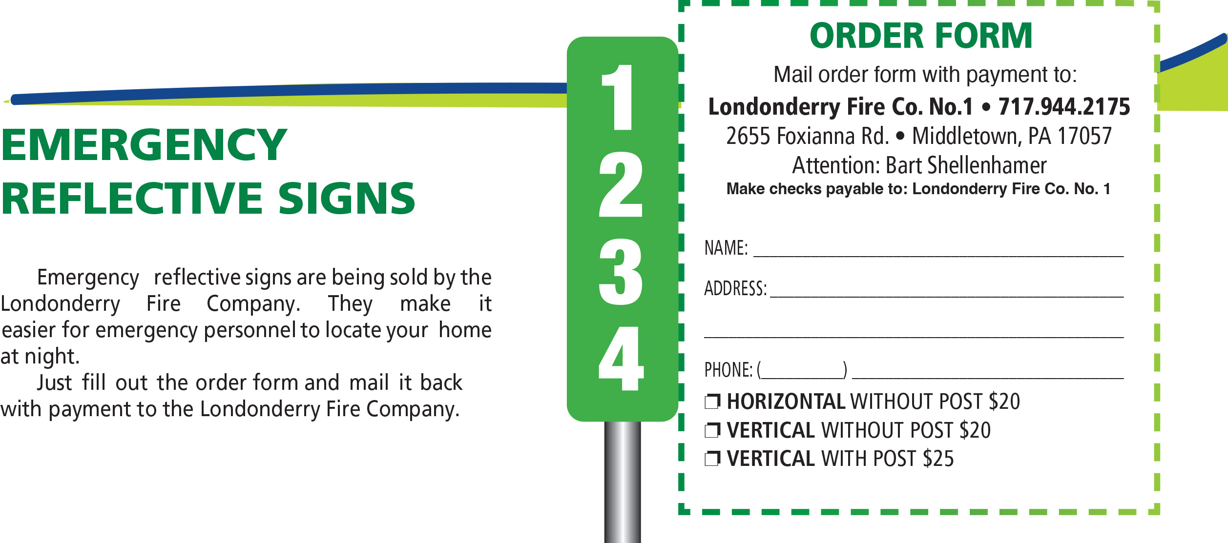 Emergency Reflective Signs Order Form